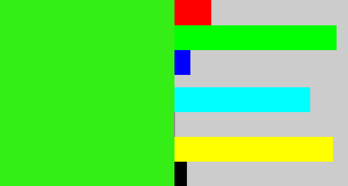 Hex color #35ee16 - vivid green