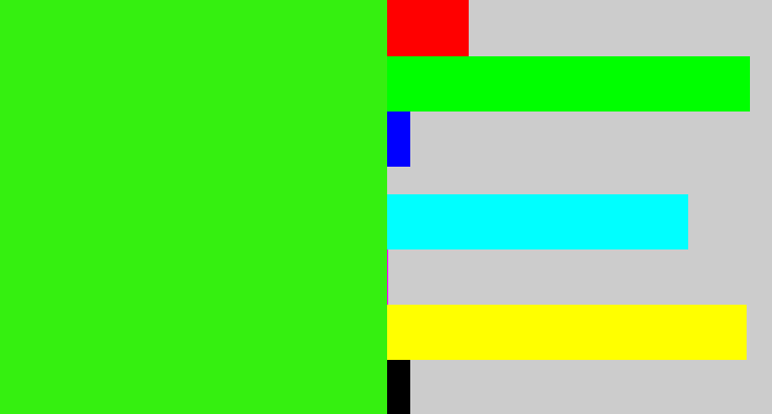 Hex color #35f010 - vivid green
