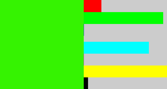 Hex color #35f301 - vivid green