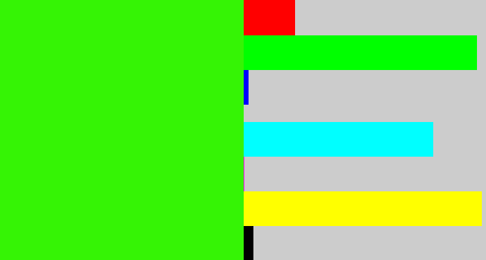 Hex color #35f405 - vivid green