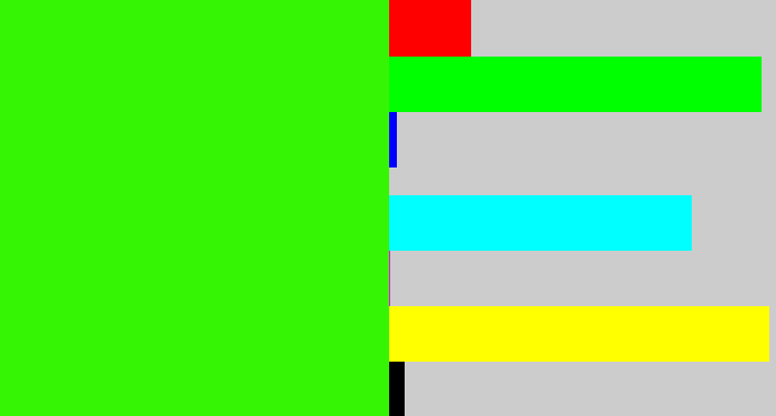 Hex color #35f505 - vivid green
