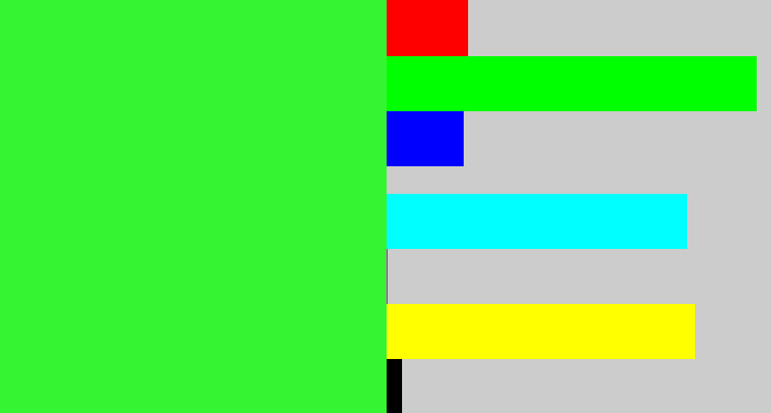 Hex color #35f532 - hot green