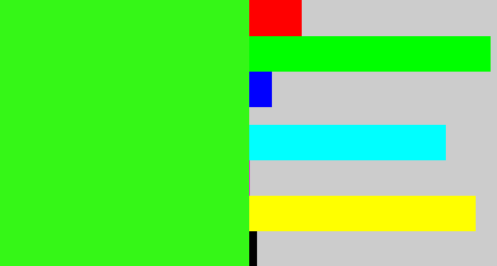 Hex color #35f717 - vivid green