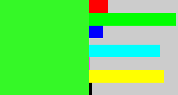 Hex color #35f827 - radioactive green