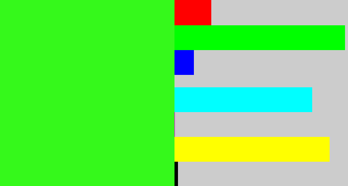 Hex color #35f91b - radioactive green