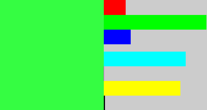 Hex color #35fd42 - bright light green