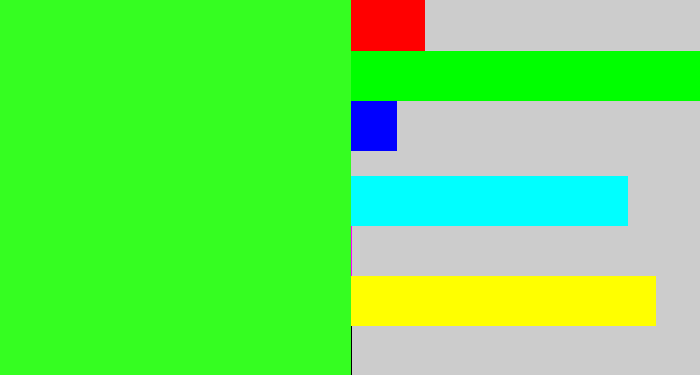 Hex color #35fe21 - radioactive green
