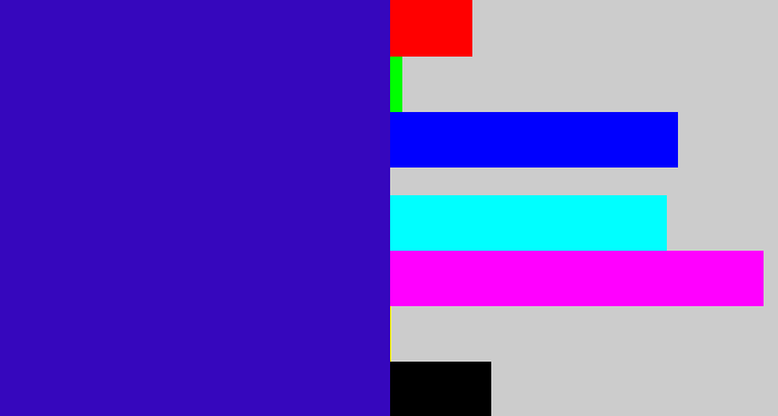 Hex color #3607bd - indigo blue