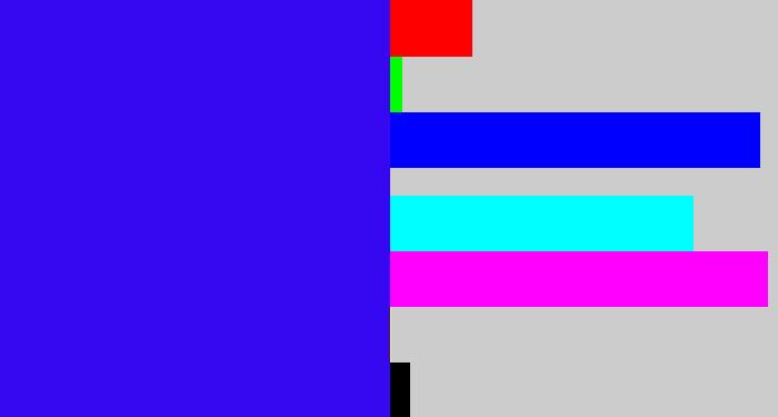Hex color #3608f2 - blue/purple
