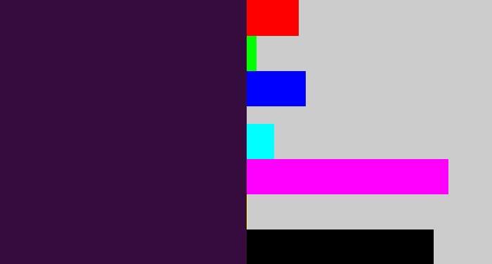Hex color #360b3d - dark purple