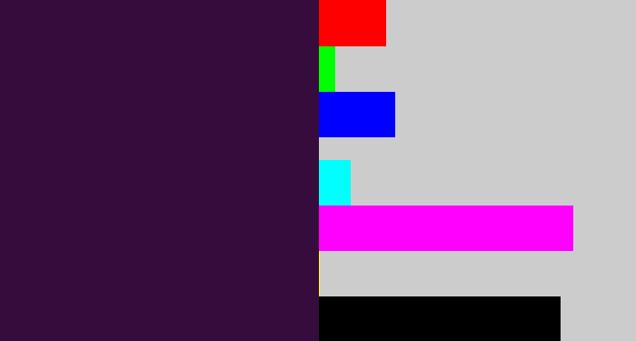 Hex color #360c3c - dark purple