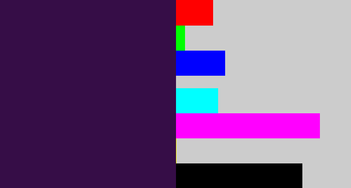 Hex color #360d47 - dark purple