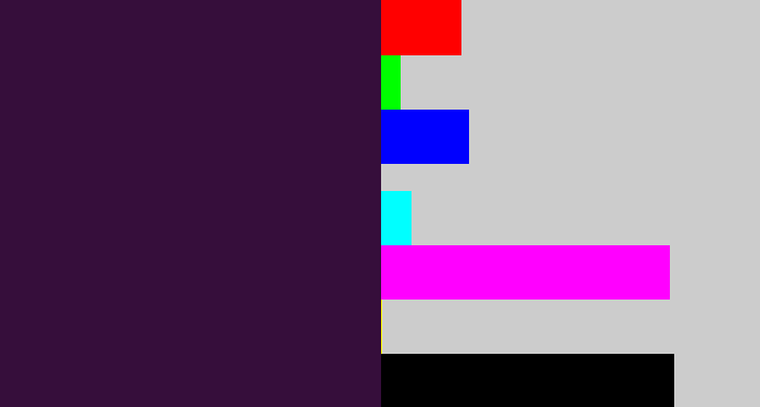 Hex color #360e3b - dark purple