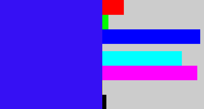 Hex color #3610f4 - light royal blue