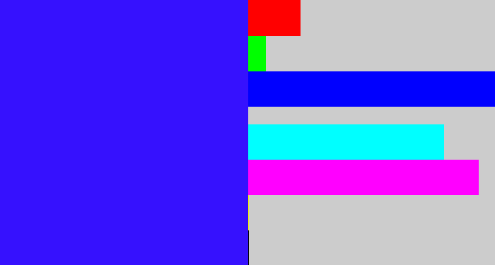 Hex color #3611fe - light royal blue