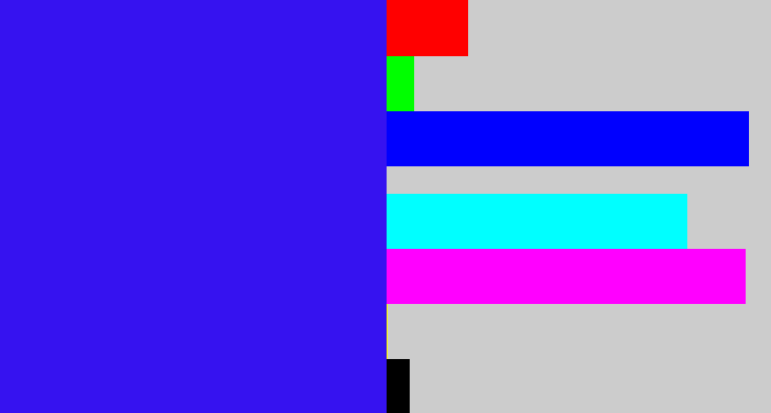 Hex color #3612f0 - light royal blue