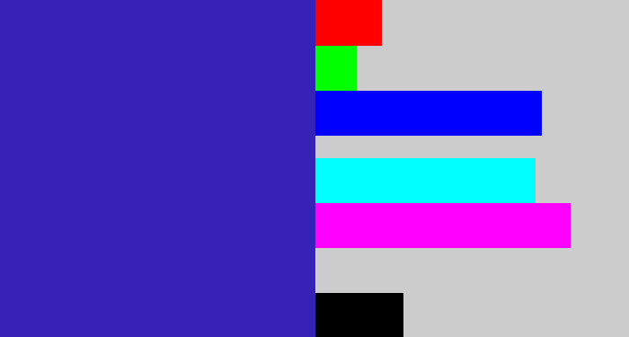 Hex color #3622b7 - indigo blue