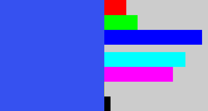 Hex color #3651f0 - azul