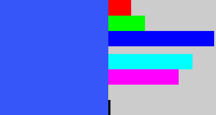 Hex color #3656f9 - azul