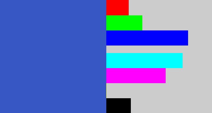 Hex color #3657c4 - medium blue