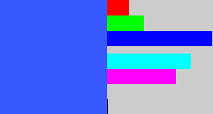Hex color #3658fd - azul