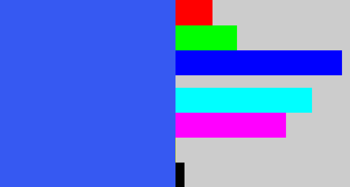 Hex color #3659f2 - azul