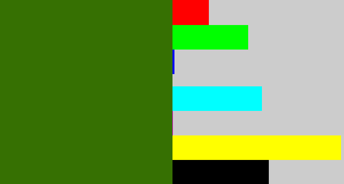 Hex color #367002 - dark grass green