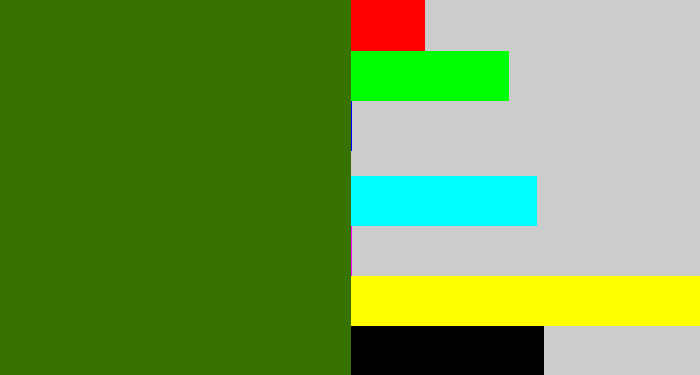 Hex color #367300 - dark grass green