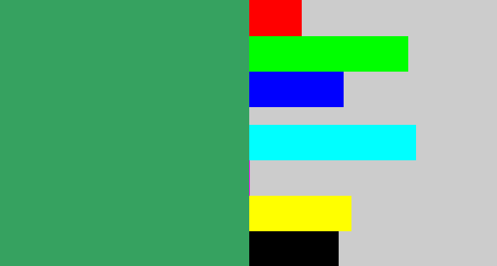 Hex color #36a260 - greenish