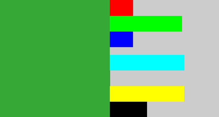 Hex color #36a836 - medium green