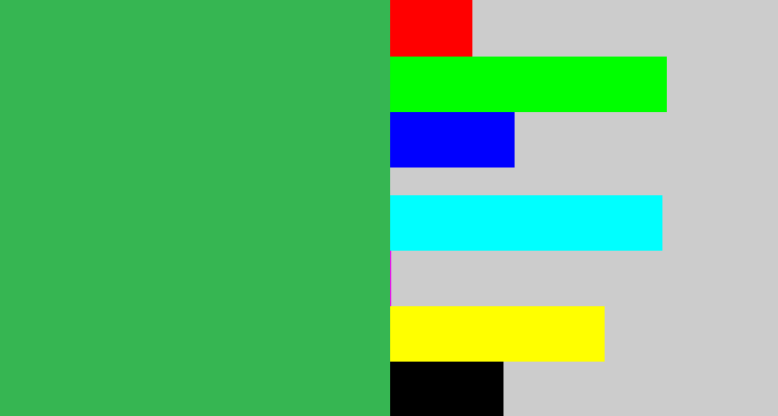 Hex color #36b652 - medium green