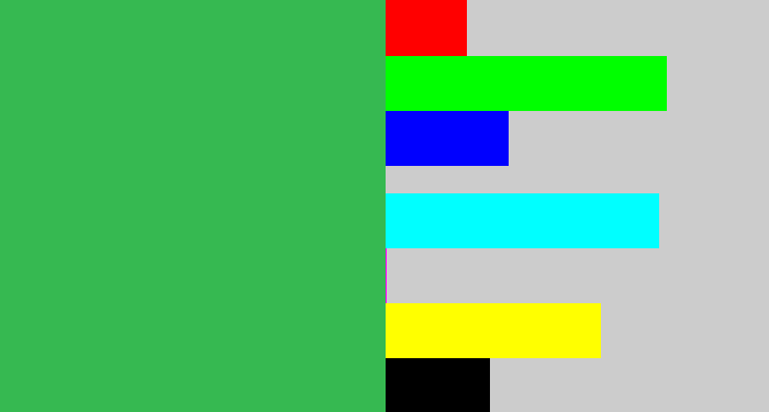Hex color #36b951 - medium green
