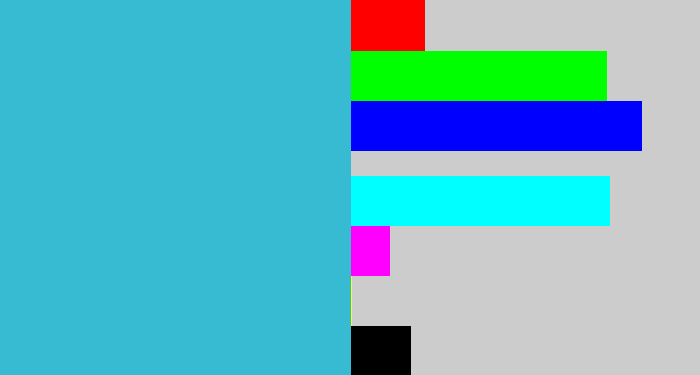 Hex color #36bbd3 - tealish