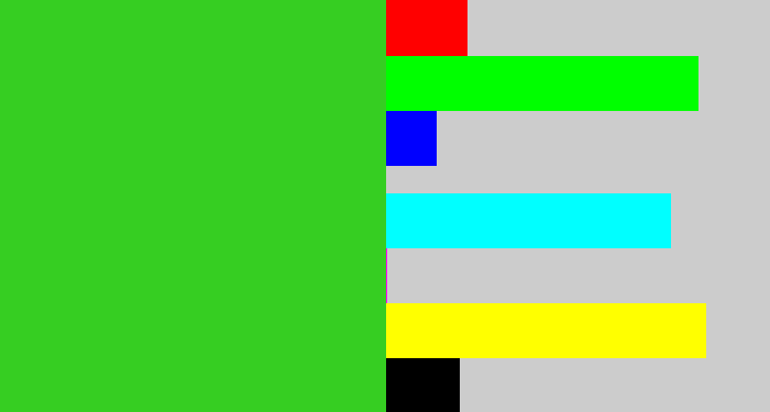 Hex color #36ce22 - vivid green