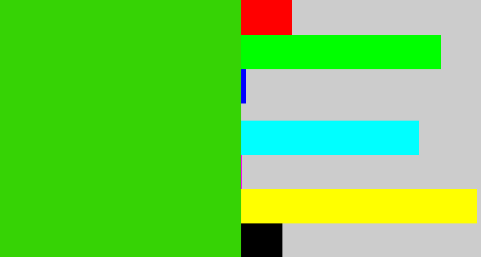 Hex color #36d305 - vivid green