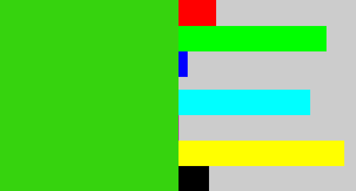 Hex color #36d30e - vivid green