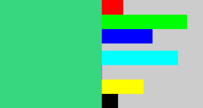 Hex color #36d77f - weird green