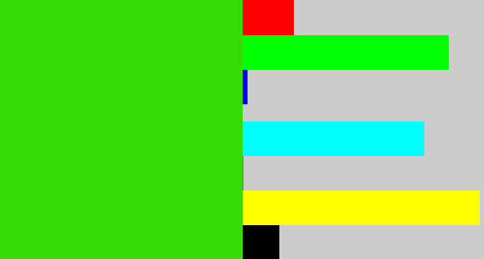 Hex color #36da04 - vivid green