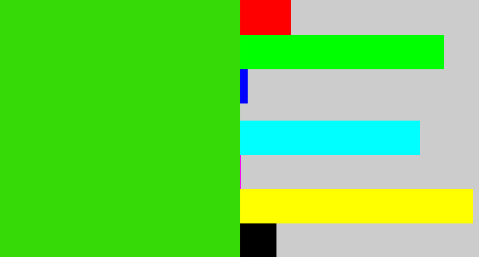Hex color #36da07 - vivid green