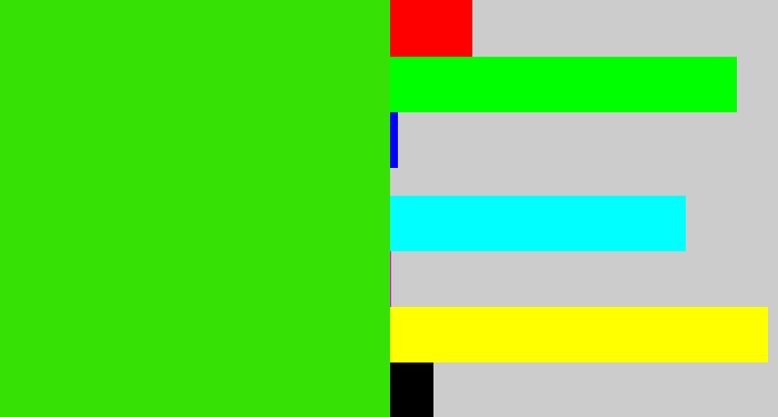 Hex color #36e206 - vivid green