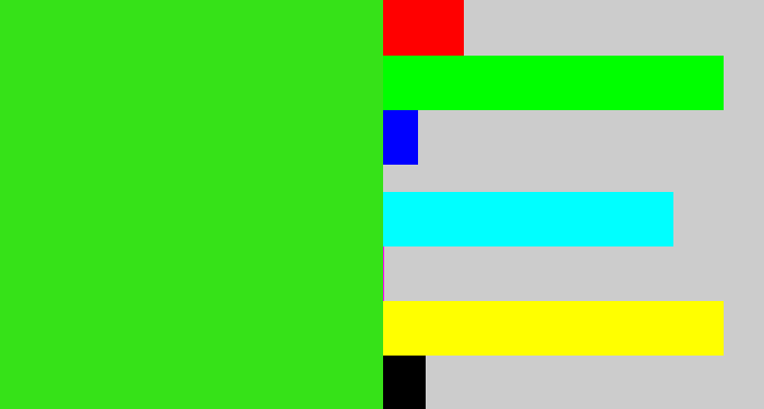 Hex color #36e218 - vivid green