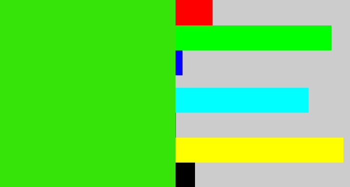 Hex color #36e409 - vivid green