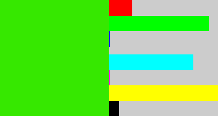 Hex color #36e800 - vivid green