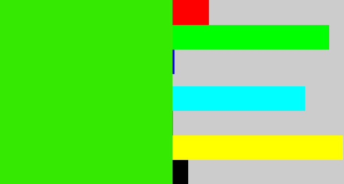Hex color #36e902 - vivid green