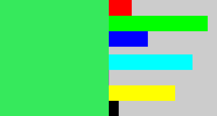 Hex color #36e95c - bright light green