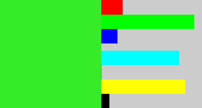 Hex color #36eb28 - radioactive green