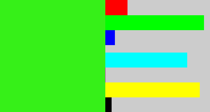 Hex color #36f018 - vivid green