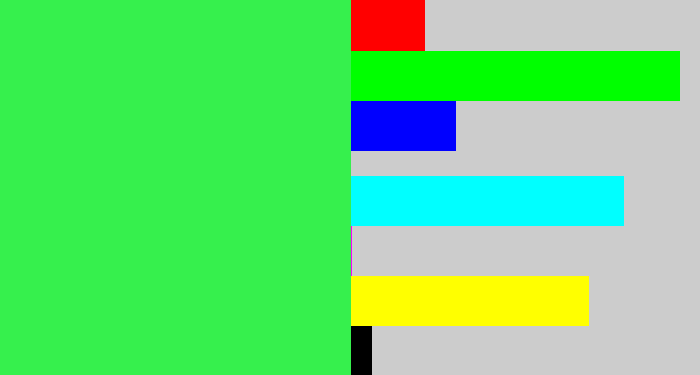 Hex color #36f04d - bright light green
