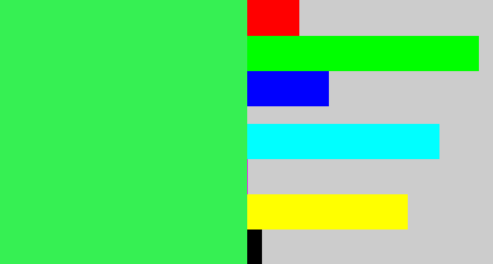 Hex color #36f053 - bright light green