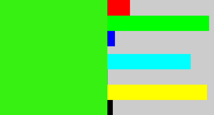 Hex color #36f111 - vivid green